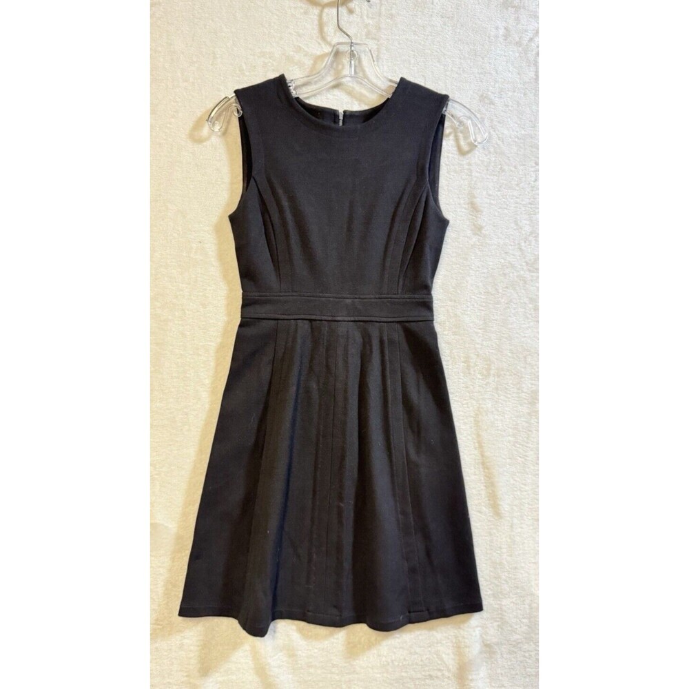 BCBGMAXAZRIA Fit and Flare Dress Womens XXS Black Exposed Zipper Ponte‎ Knit LBD